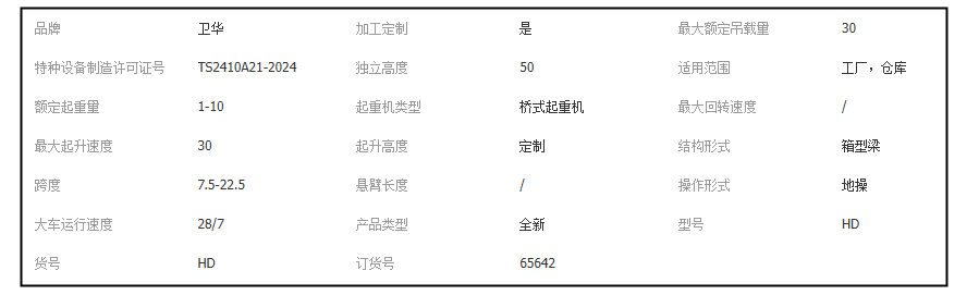 HD型电动单梁桥式起重机